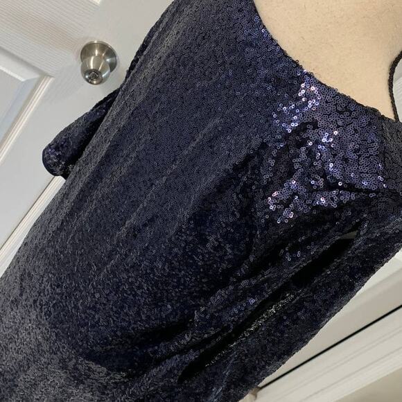 NWT Lulus blue sequin long sleeve cut out arm detail dress - M - Picture 8 of 10